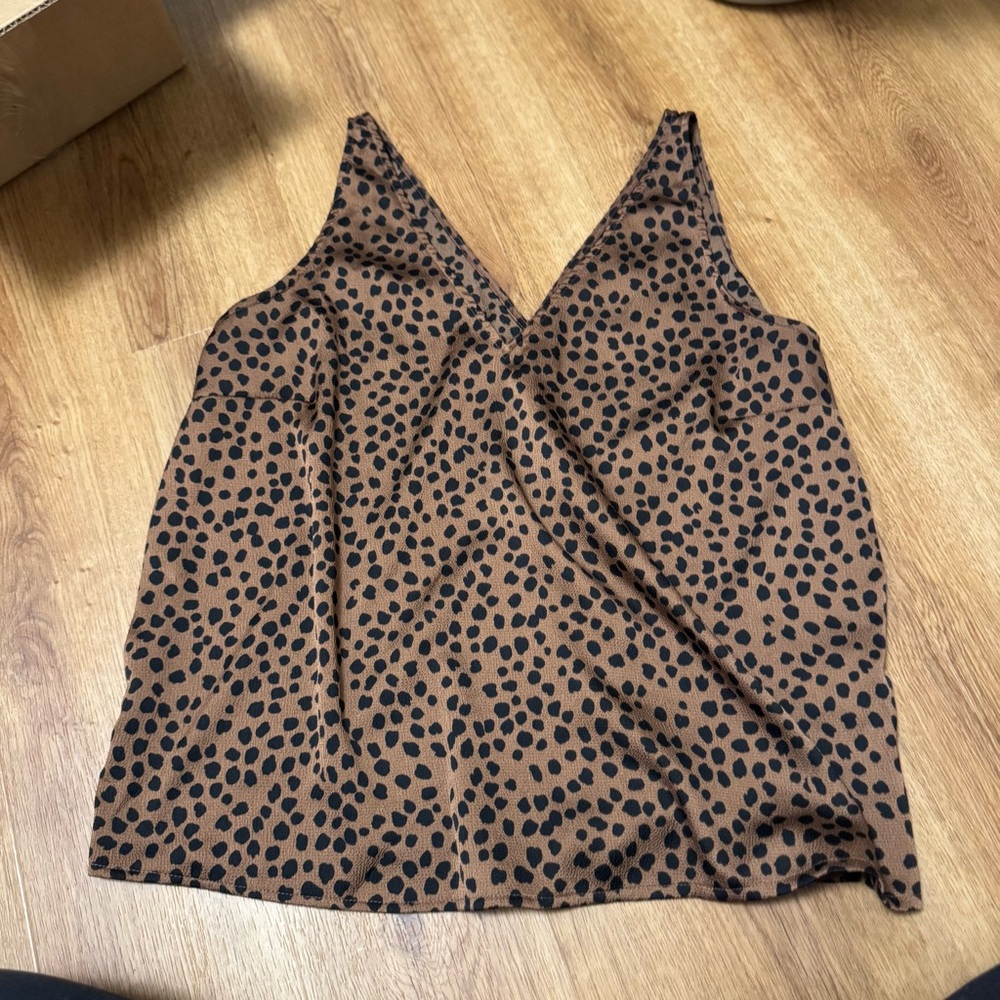 Brown and Black Polka Dot Women's Top Old Navy